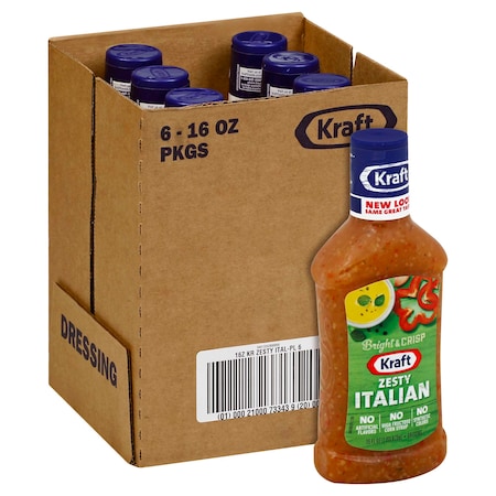 Kraft Kraft Zesty Italian Dressing 16 fl. oz. Bottles, PK6 00021000733439